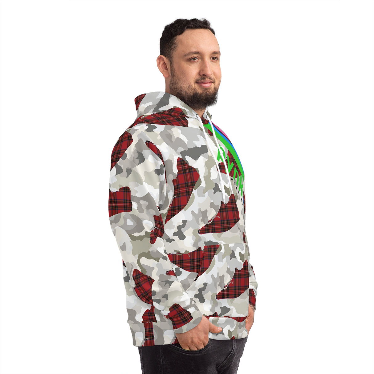 Snow Camouflage With Heritage Plaid - Hoodie