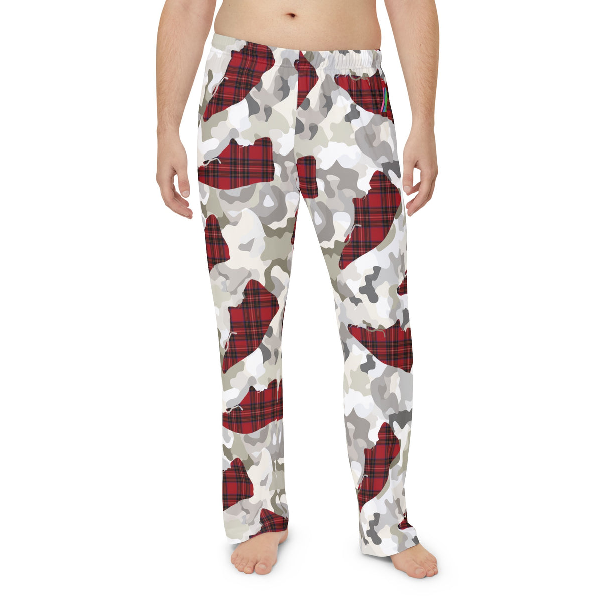 Snow Camouflage With Heritage Plaid - Men's Pajama Pants