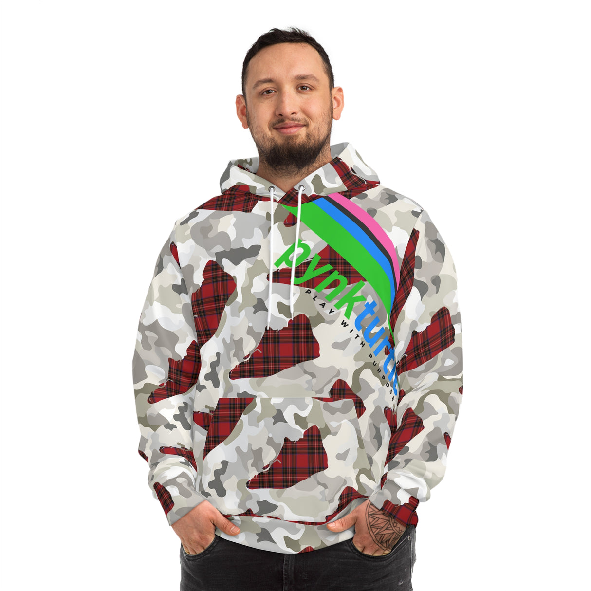 Snow Camouflage With Heritage Plaid - Hoodie